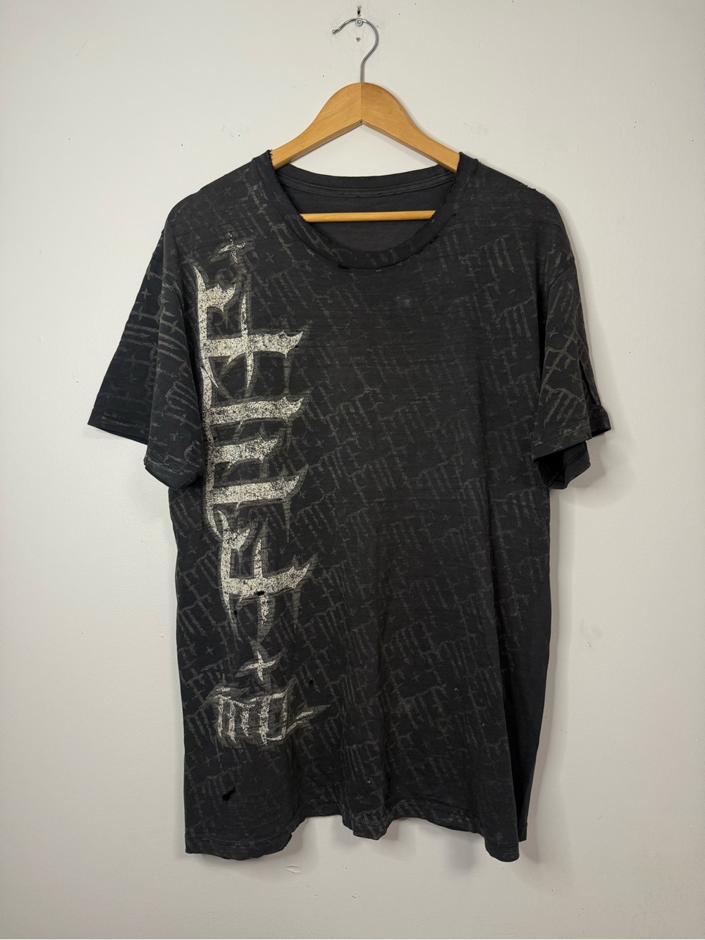 Y2K Gothic Men's Black Graphic Short-Sleeve T-Shirt AOP Grunge Baggy XL